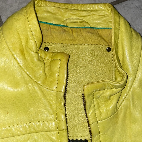 FOR JOSEPH Neon Yellow Soft Butter Leather Full-Zip Buckle Jacket Size S - Picture 14 of 15